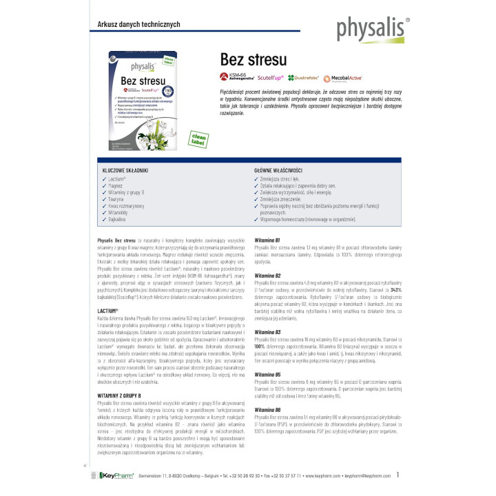 Redukcja Stresu No Stress 30 Tabletek - Physalis - Ekochatka