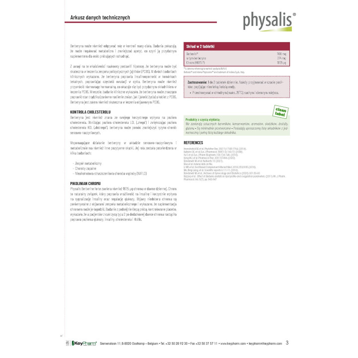 Berberyna Forte z Chromem 30 Tabletek - Physalis - Ekochatka