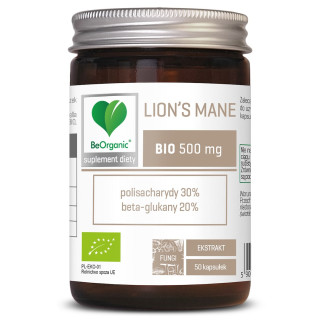 Soplówka Jeżowata Lion's Mane Ekstrakt 500 mg BIO 50 Kapsułek - Be Org