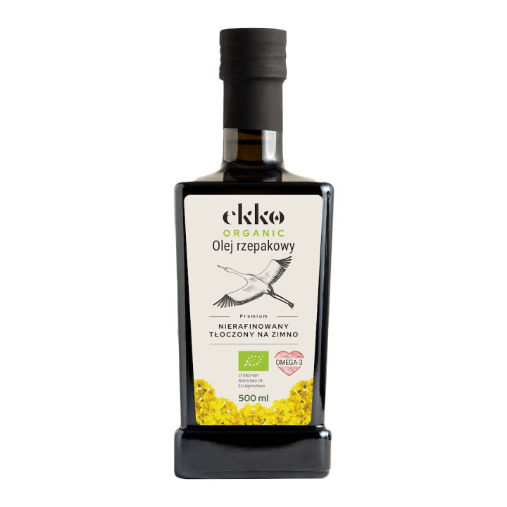 Olej Rzepakowy Tłoczony na Zimno Omega-3 BIO 500 ml - Ekko - Ekochatka