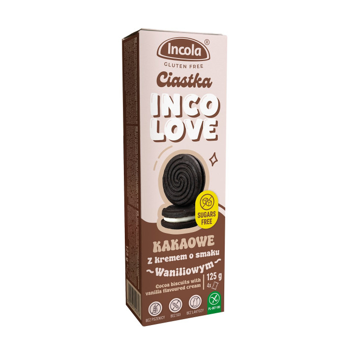 Ciastka Markizy Kakaowe z Kremem Waniliowym Bezglutenowe 125 g - Incol