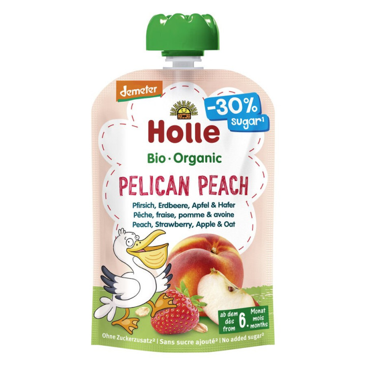 Mus Brzoskwiniowy Pelikan Bezglutenowy BIO 100 g - Holle - Ekochatka