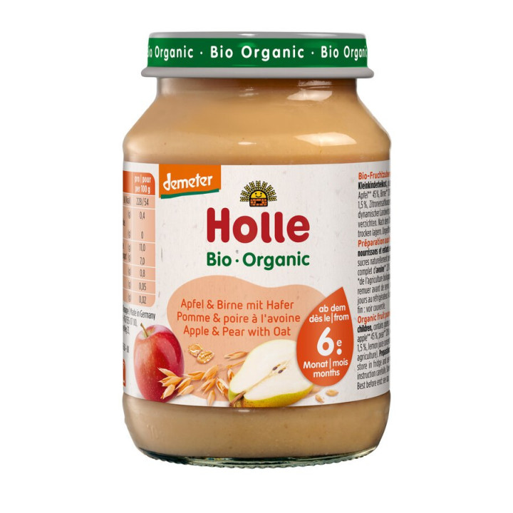 Obiadek Jabłko-Gruszka z Owsem od 6 Miesiąca BIO 190 g - Holle - Ekoch
