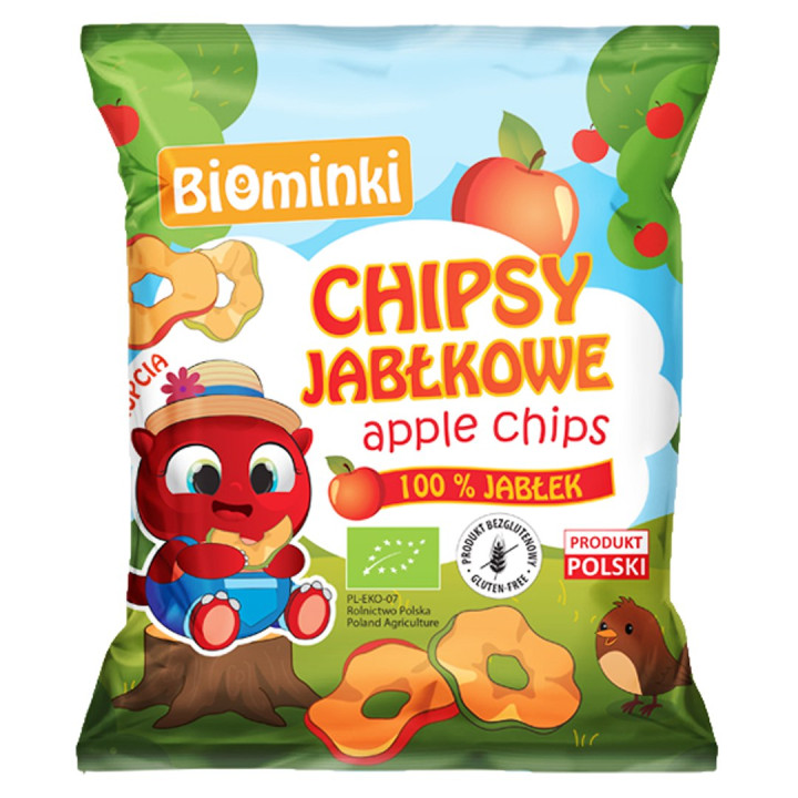 Chipsy Jabłkowe Suszone Bezglutenowe BIO 40 g - Biominki - Ekochatka