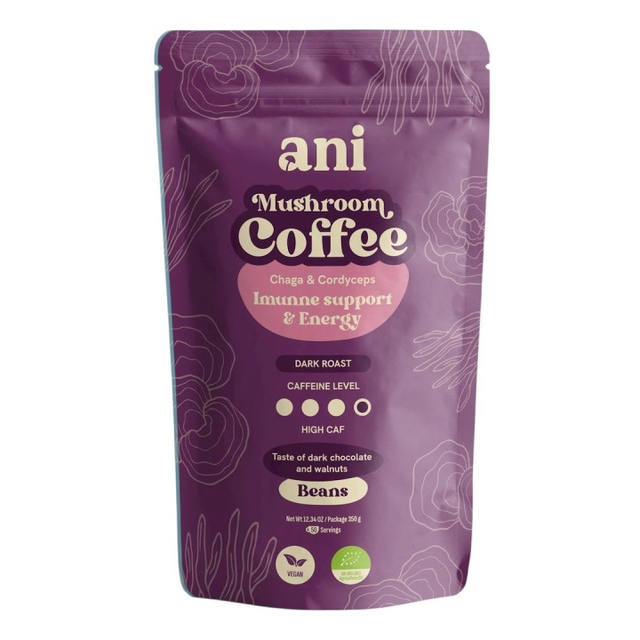 Kawa Ziarnista Arabica z Chaga i Cordyceps BIO 350 g - Ani - Ekochatka