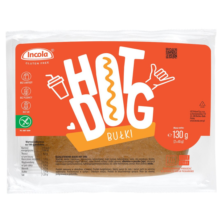 Bułki do Hot Dogów z Cebulą Bezglutenowe 2 szt. 130 g - Incola - Ekoch