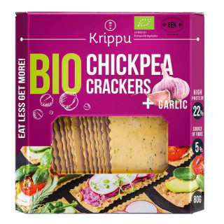 Krakersy Proteinowe z Ciecierzycy z Czosnkiem BIO 80 g - Krippu - Ekoc
