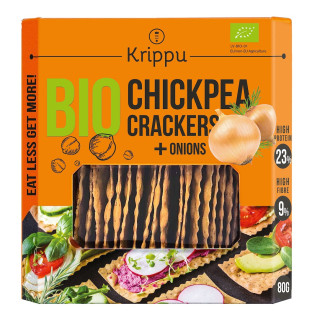 Krakersy Proteinowe z Ciecierzycy z Cebulą BIO 80 g - Krippu - Ekochat
