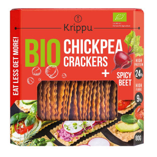 Krakersy Proteinowe z Ciecierzycy Pikantne z Burakiem BIO 80 g - Kripp