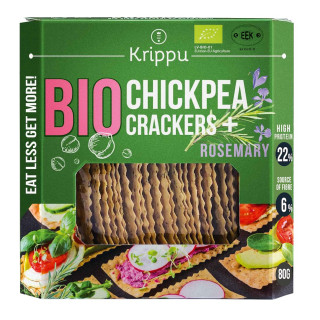Krakersy Proteinowe z Ciecierzycy z Rozmarynem BIO 80 g - Krippu - Eko
