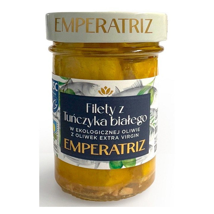 Tunczyk Bialy Filety w Oliwie z Oliwek Extra Virgin BIO MSC 180 g - Em