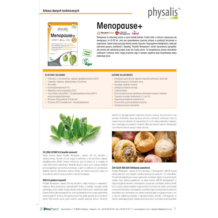 Tabletki na Menopauzę Menopause+ 30 szt. - Physalis - Ekochatka