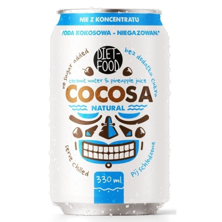 Woda Kokosowa Naturalna 100% Cocosa 330 ml - Diet-Food - Ekochatka