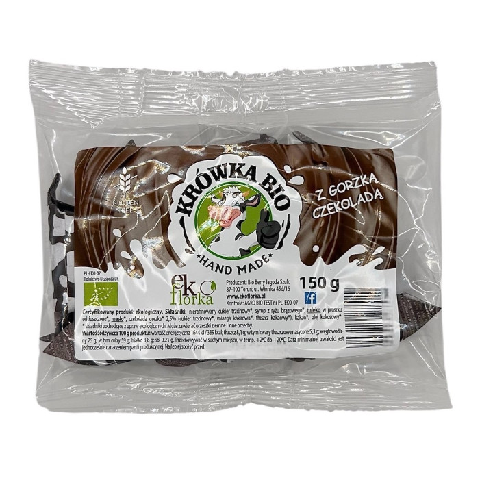 Krówki z Czekoladą Gorzką Bezglutenowe BIO 150 g - Ekoflorka - Ekochat