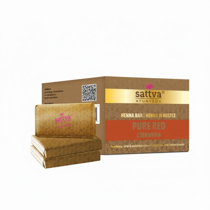 Henna Czerwona do Włosów w Kostce ECO 3 x 80 g - Sattva - Ekochatka