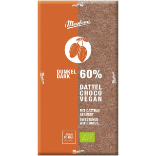 Tabliczka Kakaowa 60% Słodzona Daktylami BIO 80 g - Meybona - Ekochatk