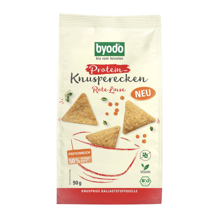 Chrupki Proteinowe z Soczewicy Solone Bezglutenowe BIO 90 g - Byodo - 