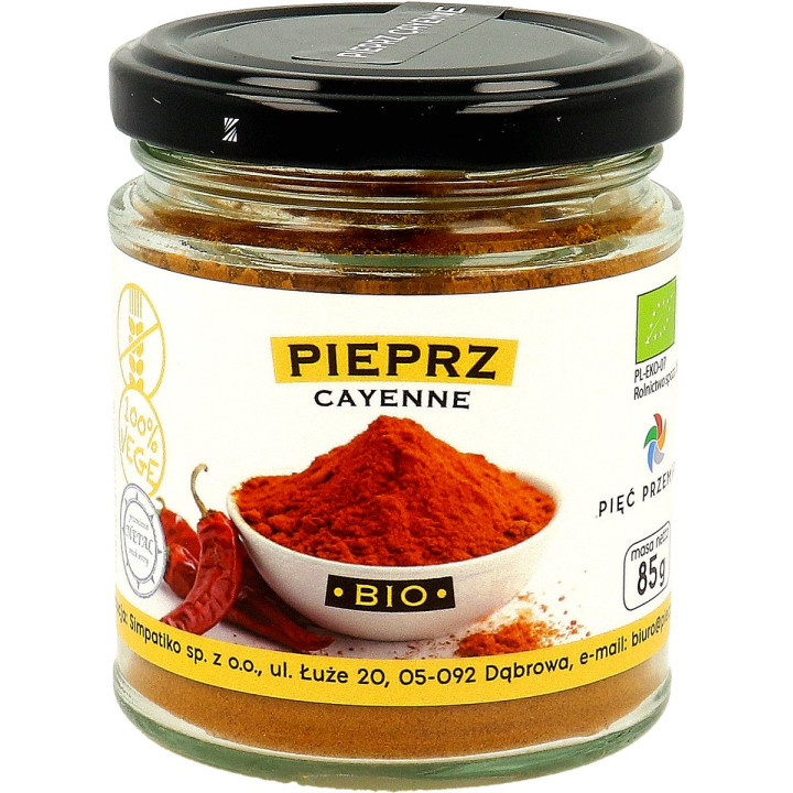 Pieprz Cayenne Mielony Bezglutenowy BIO 85 g - Pięć Przemian - Ekochat