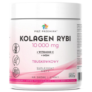 Kolagen Rybi z MSM i Witaminą C Truskawkowy w Proszku Bezglutenowy 300