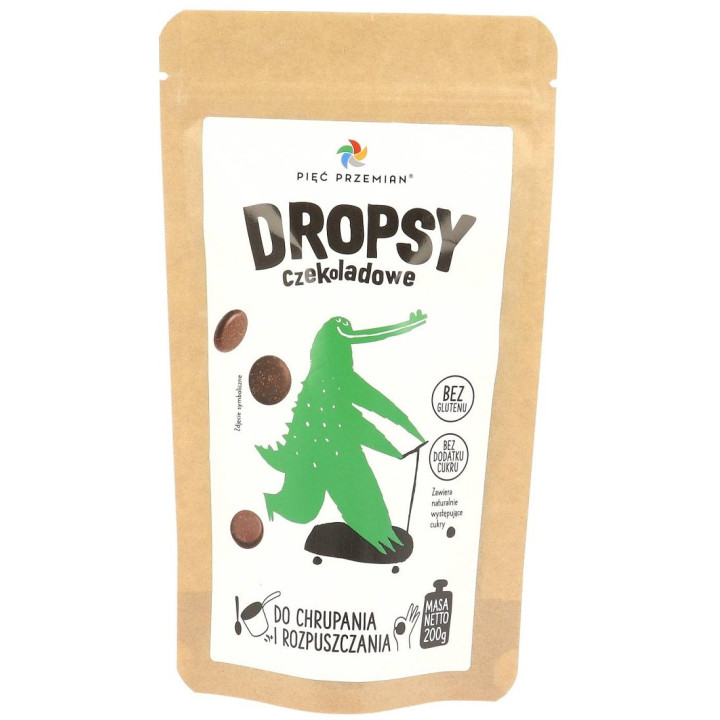 Dropsy Czekoladowe bez Dodatku Cukru Bezglutenowe 200 g - Pięć Przemia