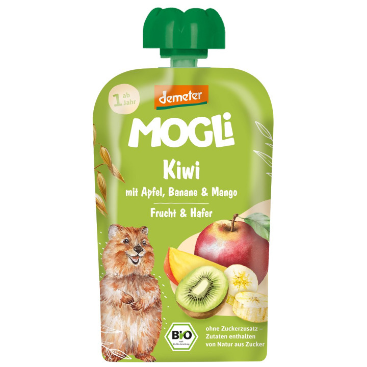 Mus Owocowy dla Dzieci Jabłko-Banan-Kiwi-Mango z Owsianką BIO 100 g - 