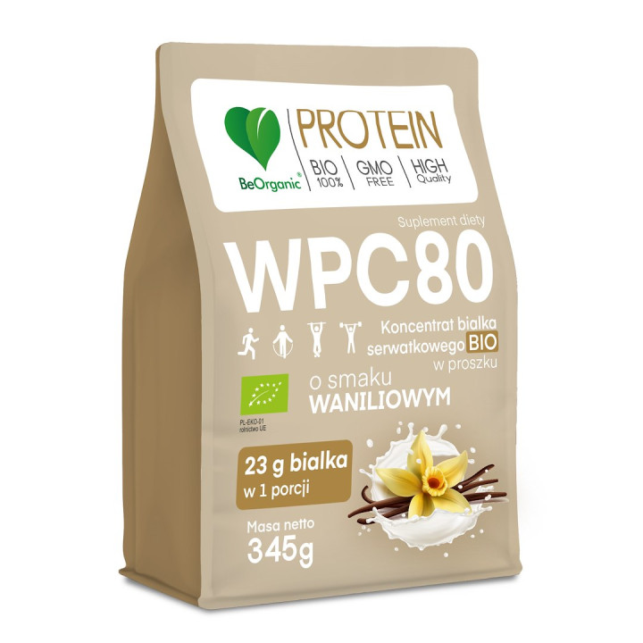 Białko Serwatkowe WPC 80 Waniliowe BIO 345 g - Be Organic - Ekochatka
