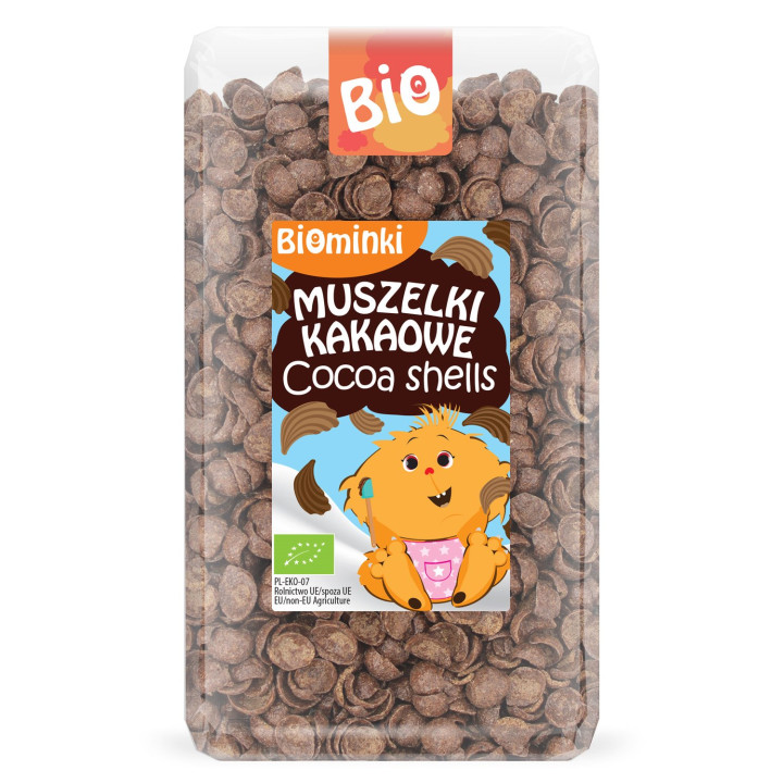 Muszelki Kakaowe BIO Czekoladowe 300 g - Biominki - Ekochatka