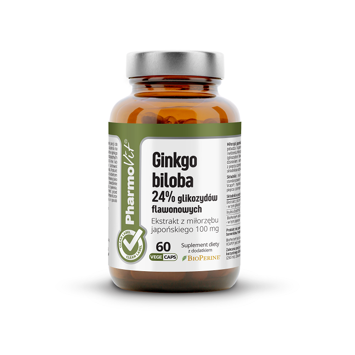 Miłorząb Japoński Ginkgo Biloba Ekstrakt Bezglutenowy Wegański 100mg 6
