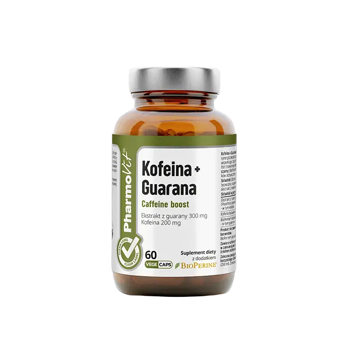 Kofeina Guarana Wegańska Bezglutenowa 60 Kapsułek Clean Label - Pharmo
