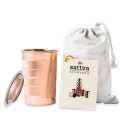 Kubek Miedziany Ayurveda Striped z Pokrywką 350 ml Wegański - Sattva