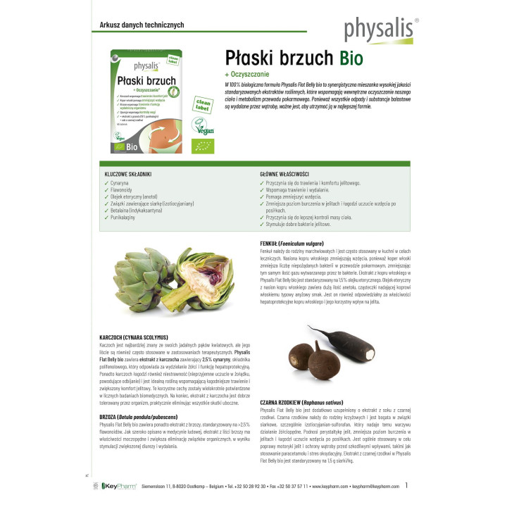 Tabletki na Płaski Brzuch BIO Wegańskie 45 szt. 69 g - Physalis - Ekoc