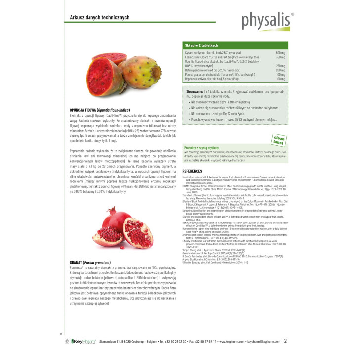 Tabletki na Płaski Brzuch BIO Wegańskie 45 szt. 69 g - Physalis - Ekoc
