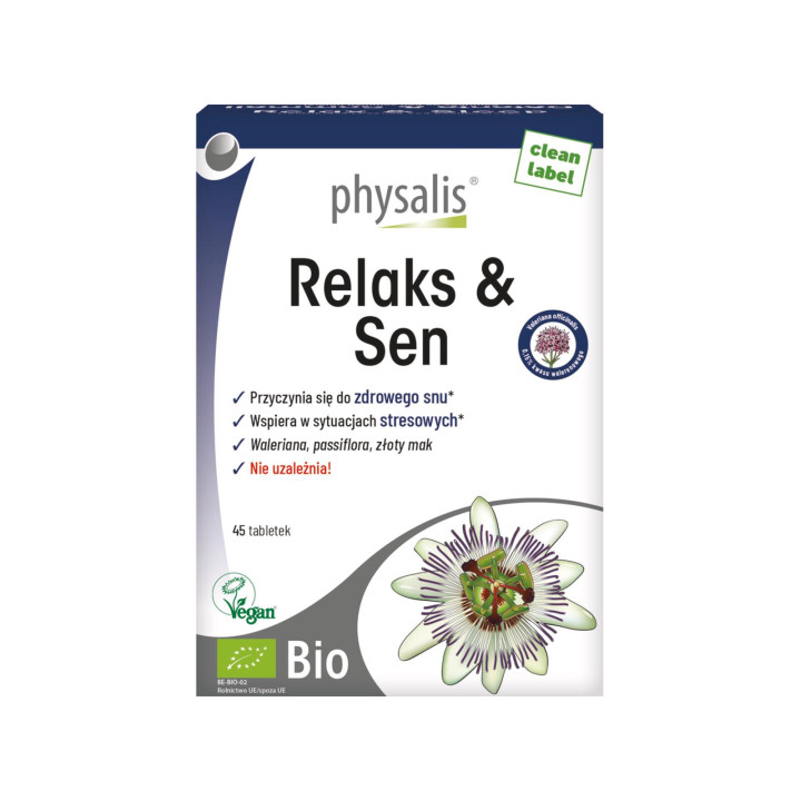 Tabletki na Relaks i Sen BIO z Walerianą 45 szt. 67 g - Physalis - Eko