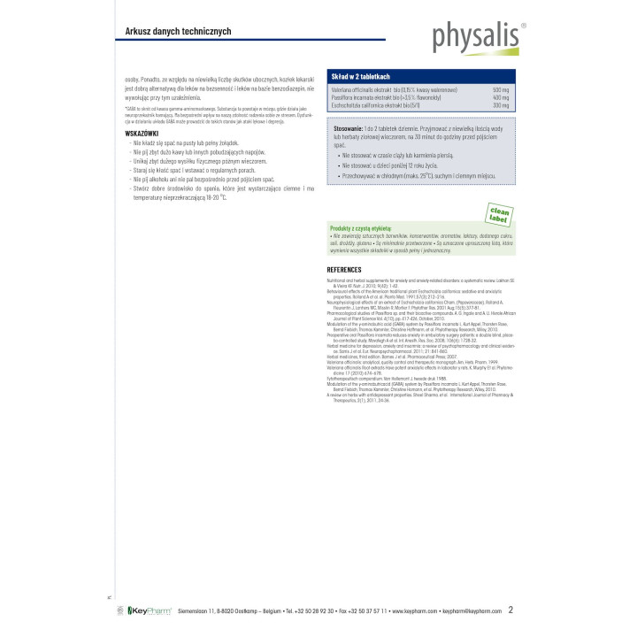 Tabletki na Relaks i Sen BIO z Walerianą 45 szt. 67 g - Physalis - Eko