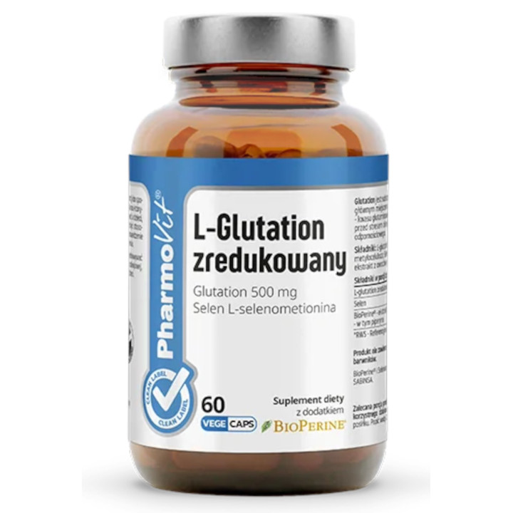 L-Glutation Zredukowany Bezglutenowy Wegański 60 Kapsułek - Pharmovit 