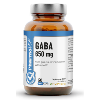 GABA Kwas Gamma-Aminomasłowy 650 mg Bezglutenowy Wegański 60 Kapsułek 