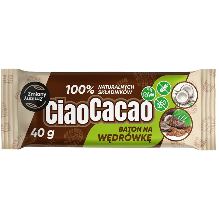 Baton Daktylowy Kakao Kokos Ciao Cacao Bezglutenowy Wegański 40 g - Zm