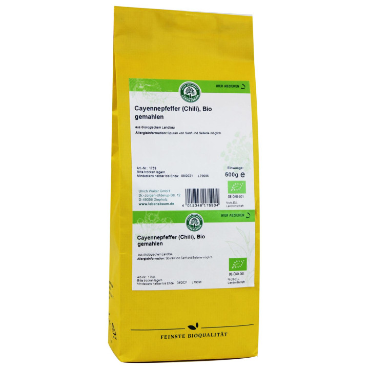 Chili Pieprz Cayenne Mielone BIO 500 g Horeca - Lebensbaum - Ekochatka