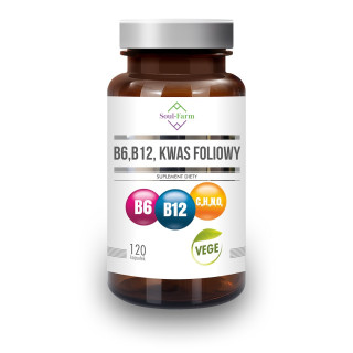 Witamina B6 + B12 + Kwas Foliowy 120 kapsułek  | SOUL FARM - Ekochatka