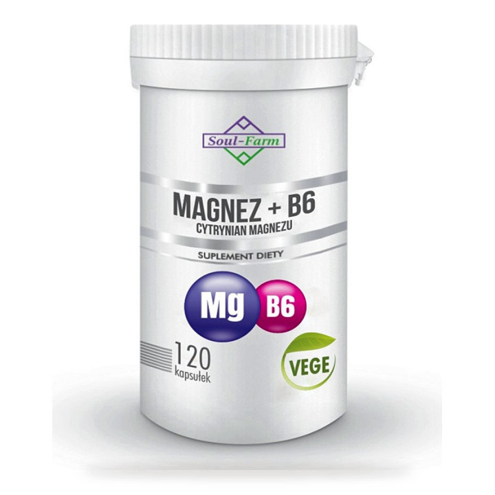 Magnez + Witamina B6 Wegański 120 Kapsułek - Soul Farm - Ekochatka