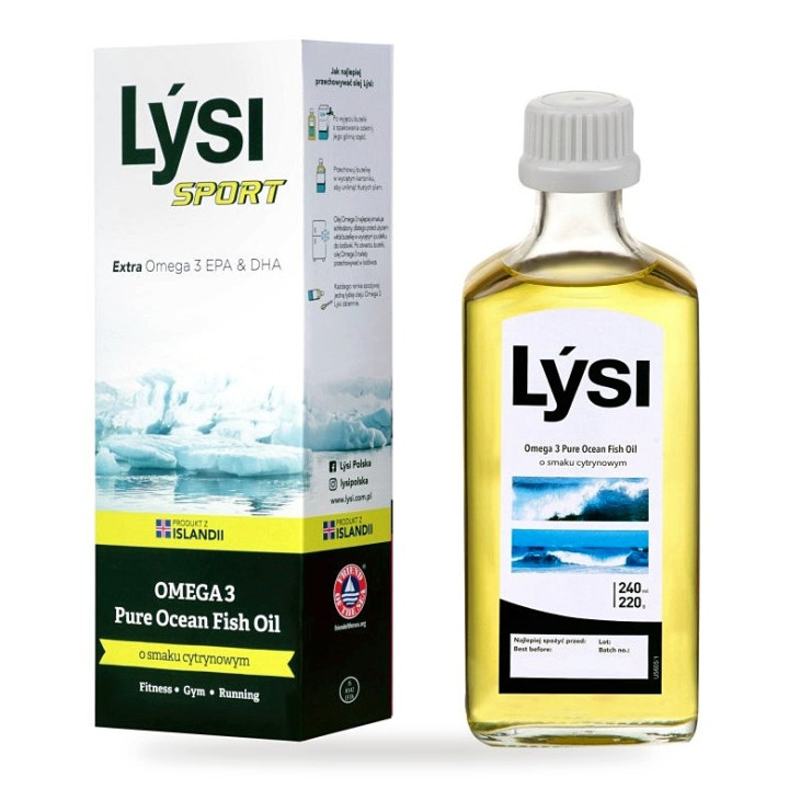 Olej Rybi Omega-3 1560 mg o Smaku Cytrynowym 240 ml - Lysi Sport