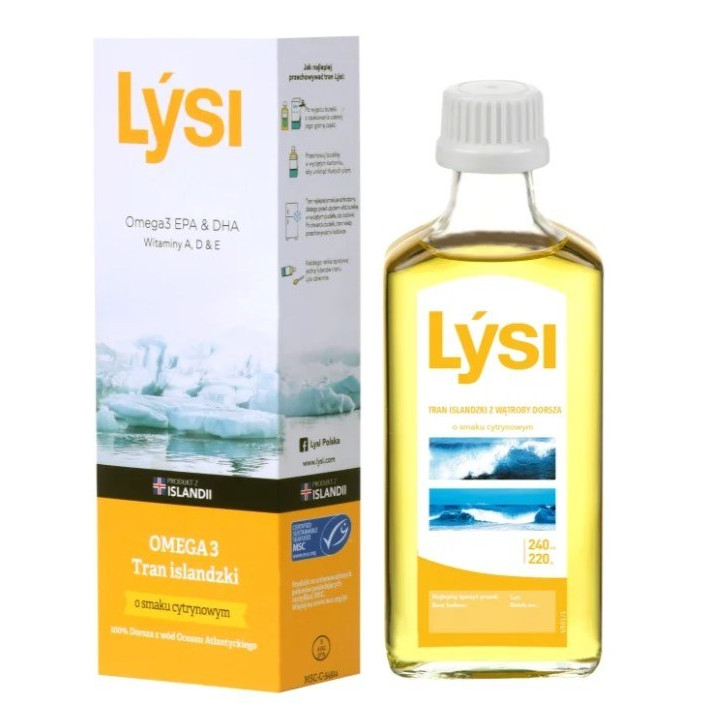 Tran Islandzki Msc Omega-3 (1080 mg) o Smaku Cytryn | LYSI - Ekochatka