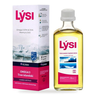 Tran Islandzki Omega-3 1080 mg o Smaku Tutti Frutti MSC 240 ml - Lysi