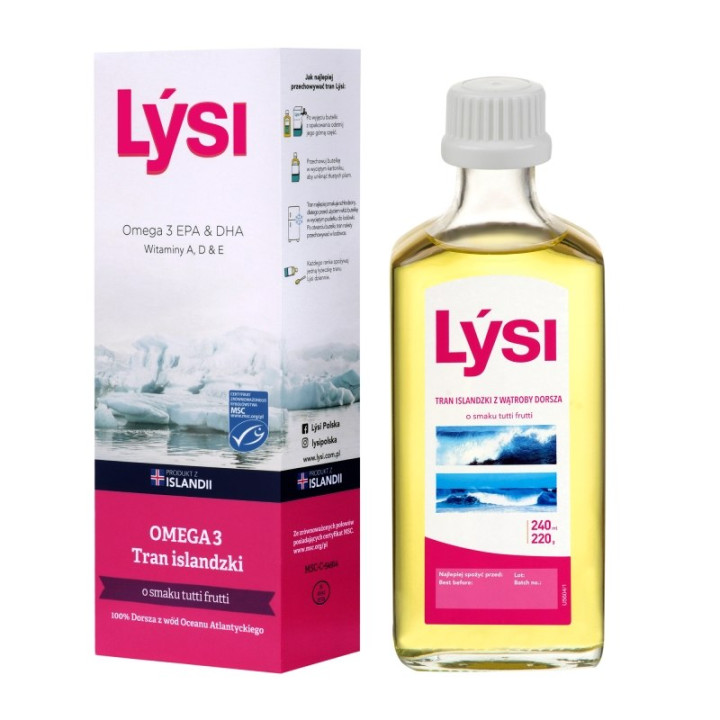 Tran Islandzki Msc Omega-3 (1080 mg) o Smaku Tutti  | LYSI - Ekochatka