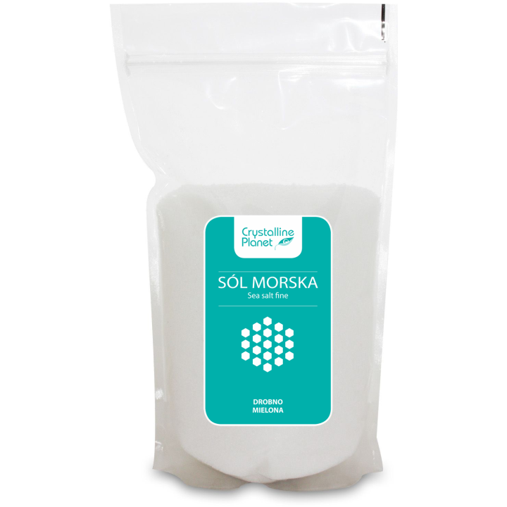 Sól Morska Drobno Mielona Nierafinowana Wegańska 1 kg - Crystalline Pl