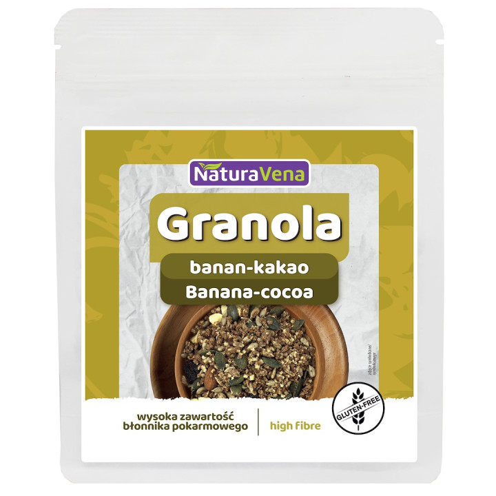 Granola Banan-Kakao Bezglutenowa Wegańska 200 g - Naturavena - Ekochat
