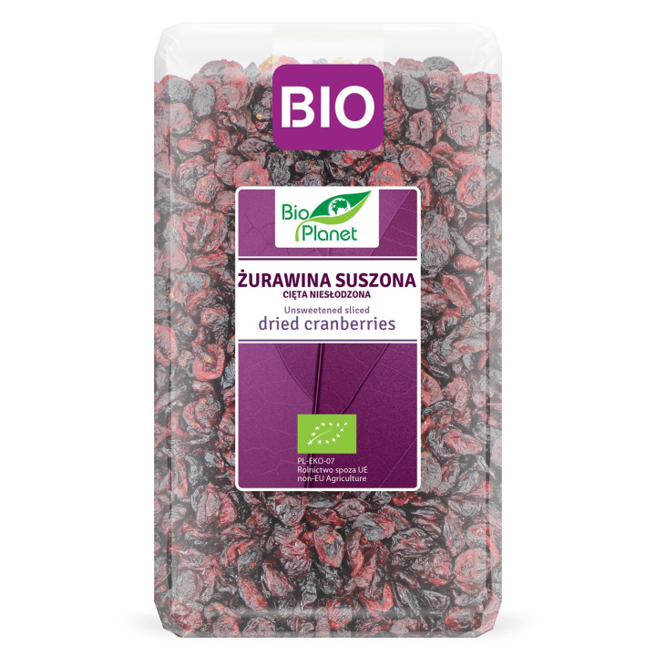 Żurawina Suszona Cięta Niesłodzona BIO 1 kg - BIO Planet - Ekochatka