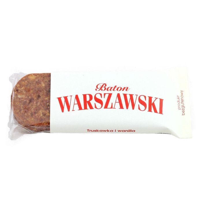 Baton Truskawkowy z Wanilią Bezglutenowy Wegański 50g - Warszawski - E