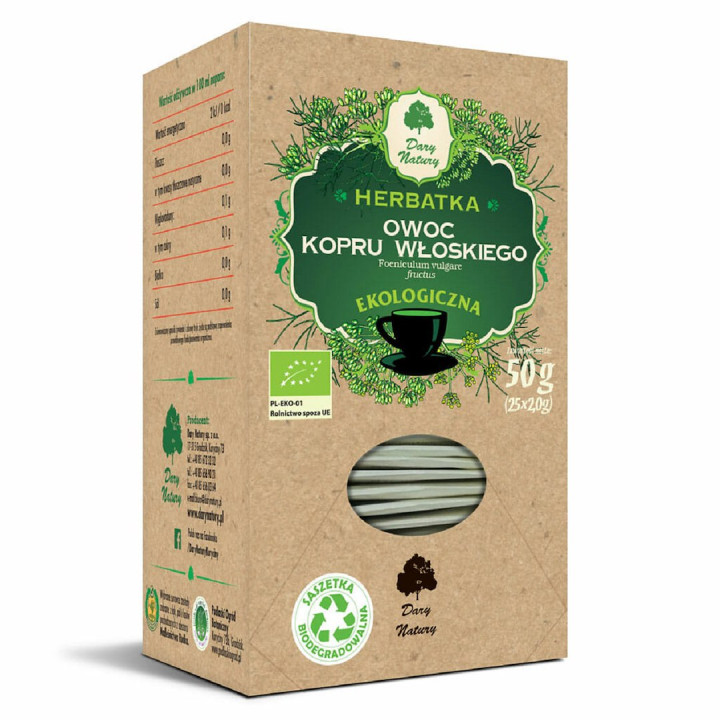 Herbatka Owoc Kopru Włoskiego BIO 25 saszetek 50 g - Dary Natury - Eko
