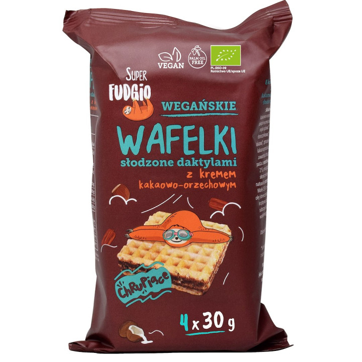 Wafelki z Kremem Kakaowo-Orzechowym Słodzone Daktylami BIO Wegańskie 1
